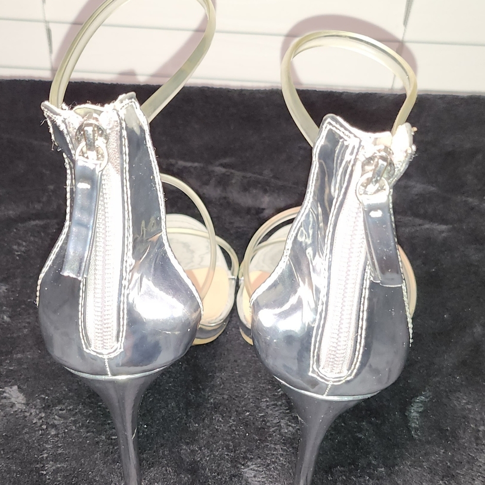 bebe Silver/Clear Sandals